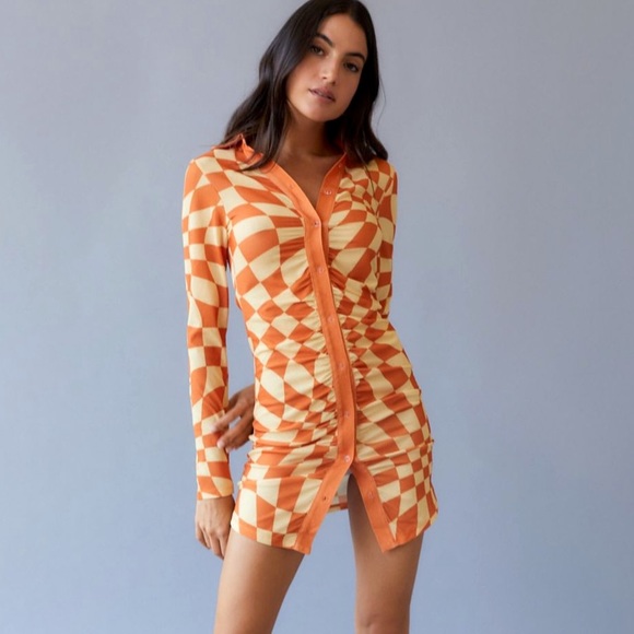 Urban Outfitters Dresses Nwt Uo Y2k Melting Checker Ngorder Warped